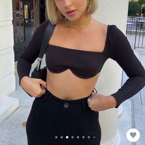 princess polly BECCA TOP (black)